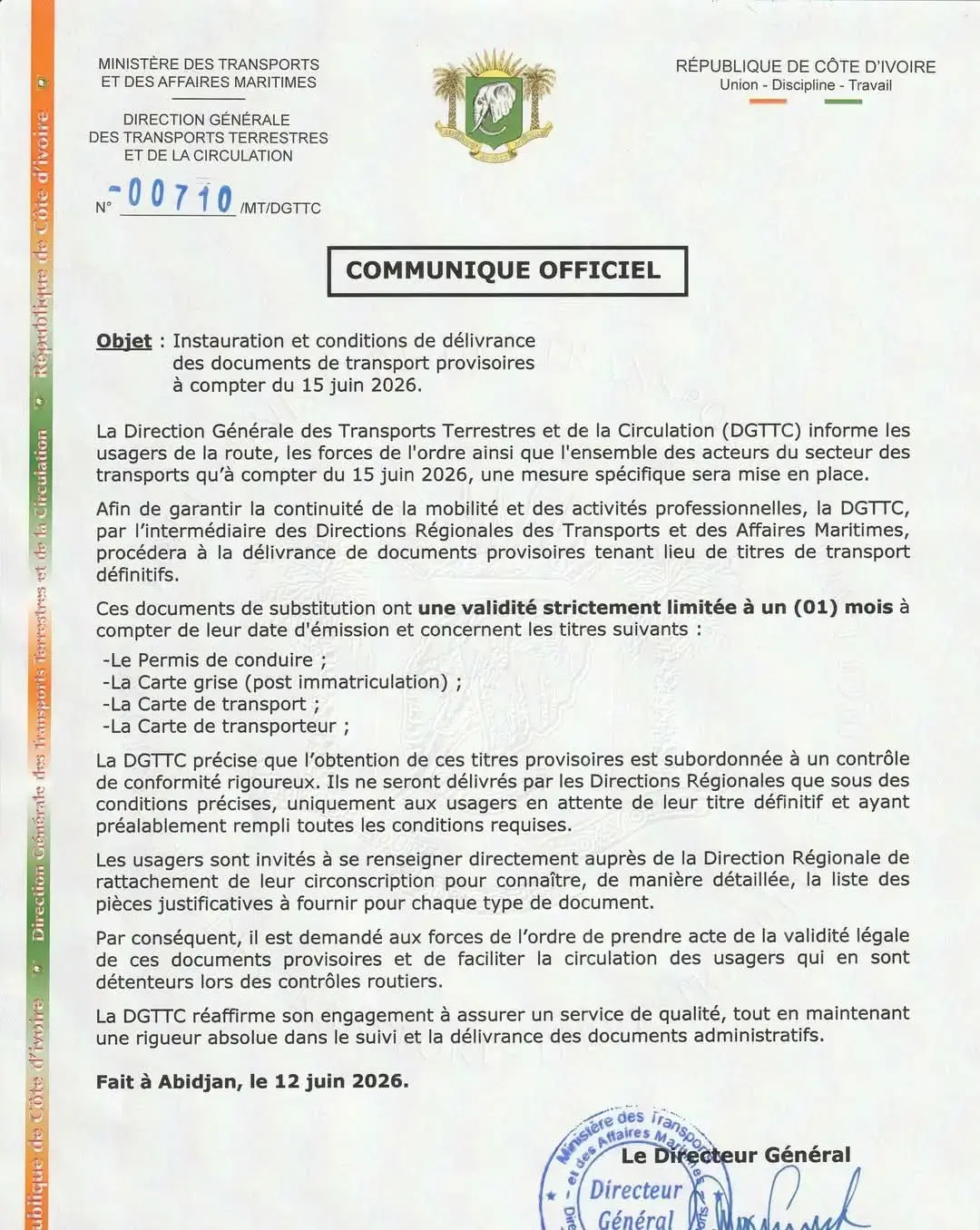 Permis de conduire et cartes grises : La DGTTC met en place des titres provisoires dès le 15 juin