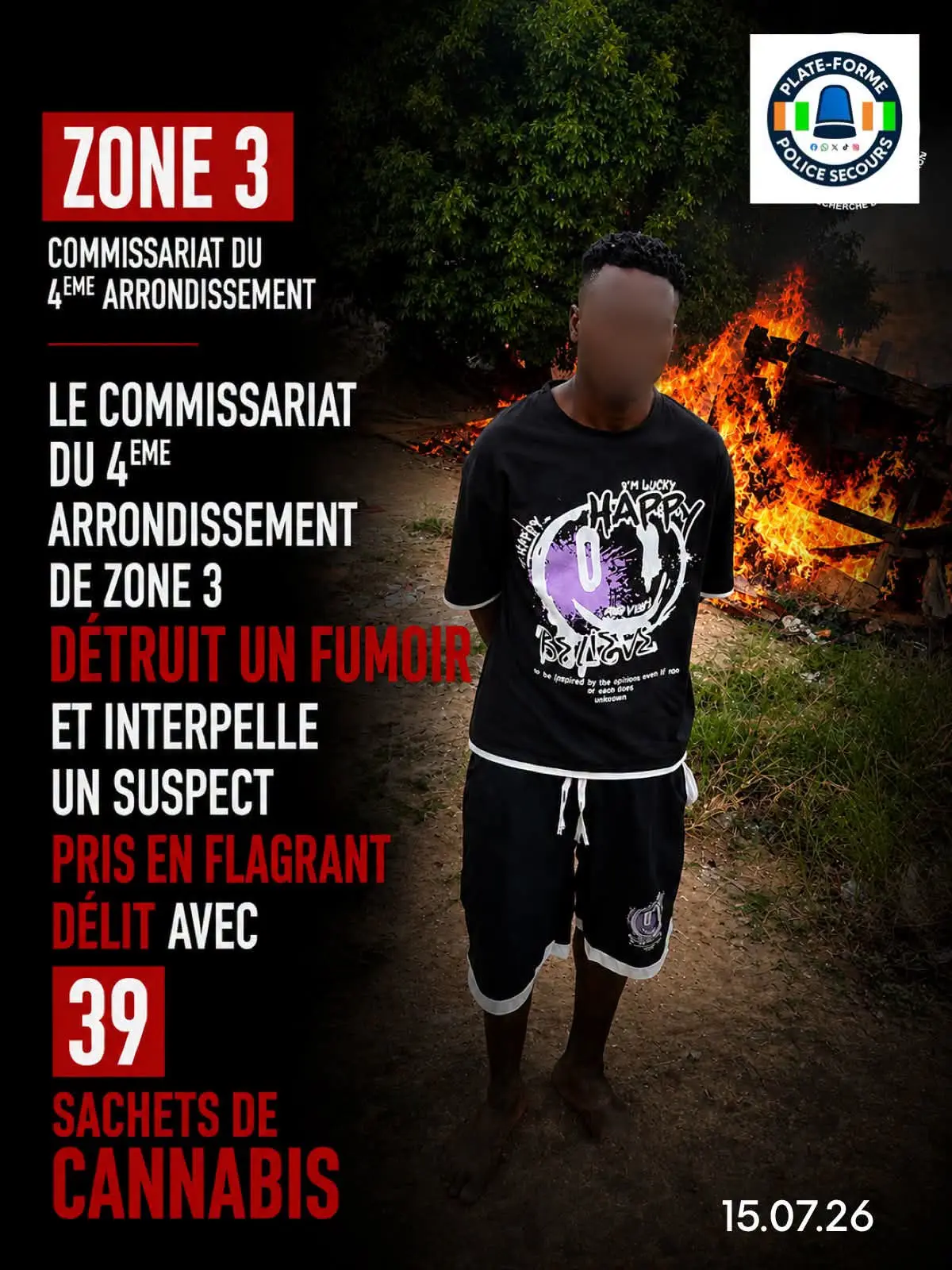 Operation Épervier 11: A suspect arrested with 39 sachets of cannabis in Zone 3