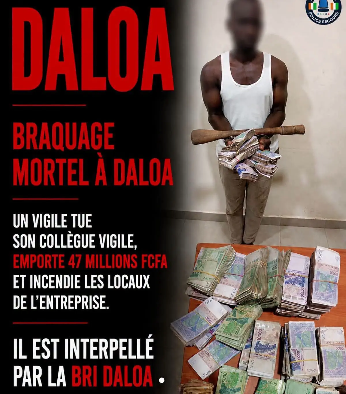 Daloa : plus de 38 millions retrouvés dans une fosse septique après un cambriolage mortel