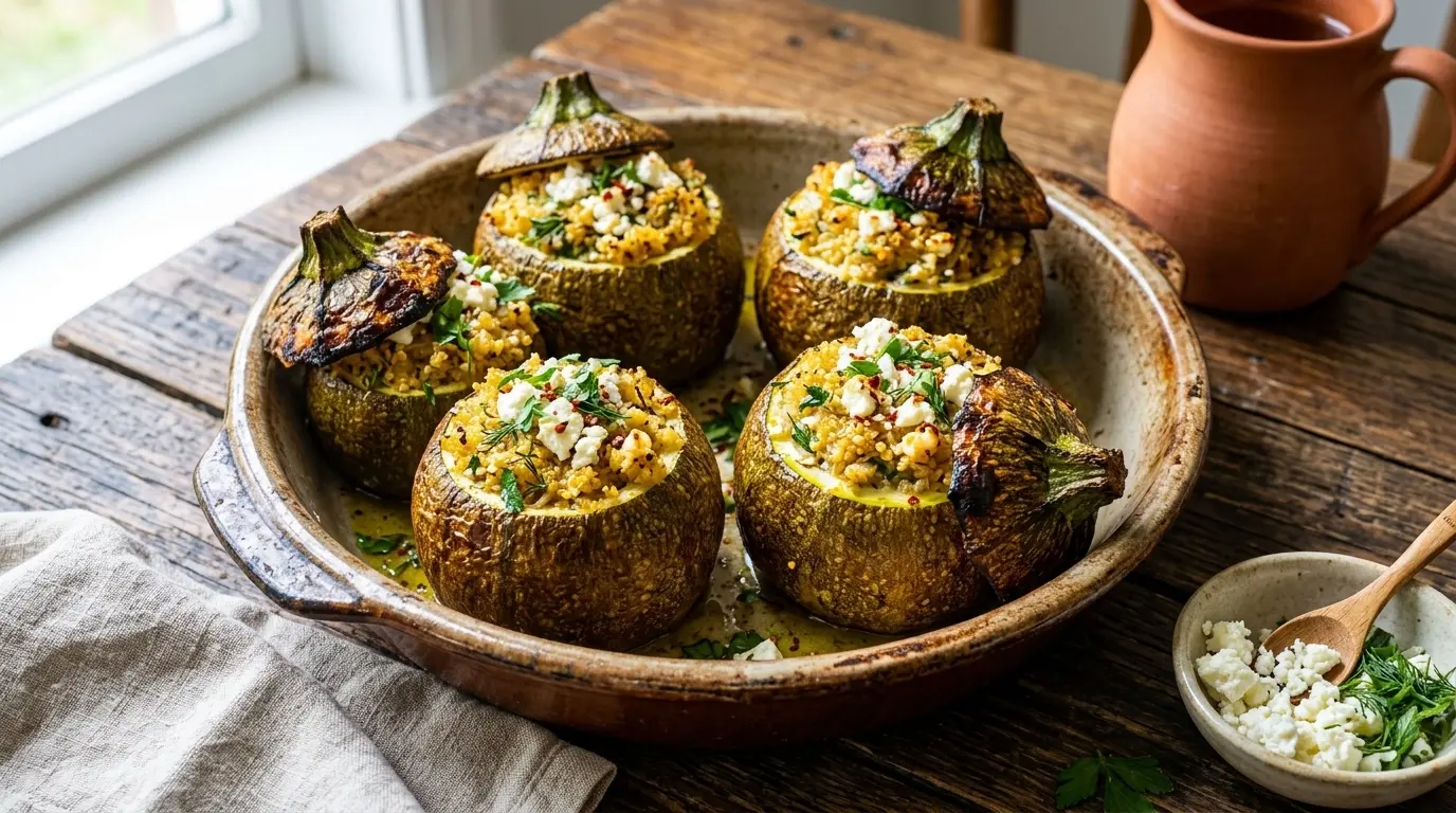 Courgettes rondes farcies : Ne jetez surtout pas la chair, elle transforme la farce