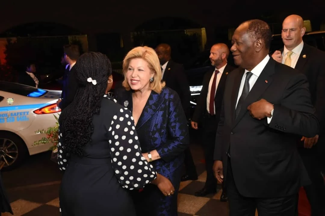 Les président Alassane Ouattara et son épouse son arrivée à New York