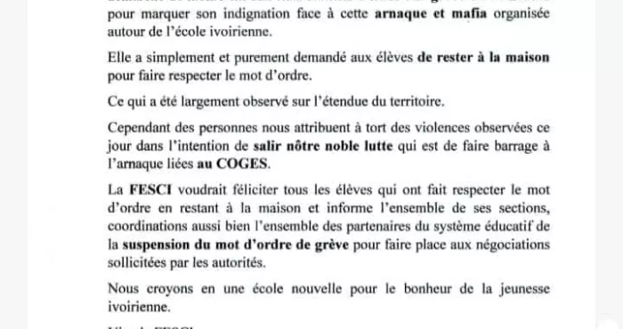 la-fesci-suspend-son-mot-d-ordre-de-greve-sans-la-satisfaction-de-ses-revendications